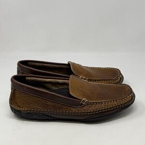 LL Bean Allagash Loafers Shoes Mens 7.5 D Brown Leather Slip On Moccasins